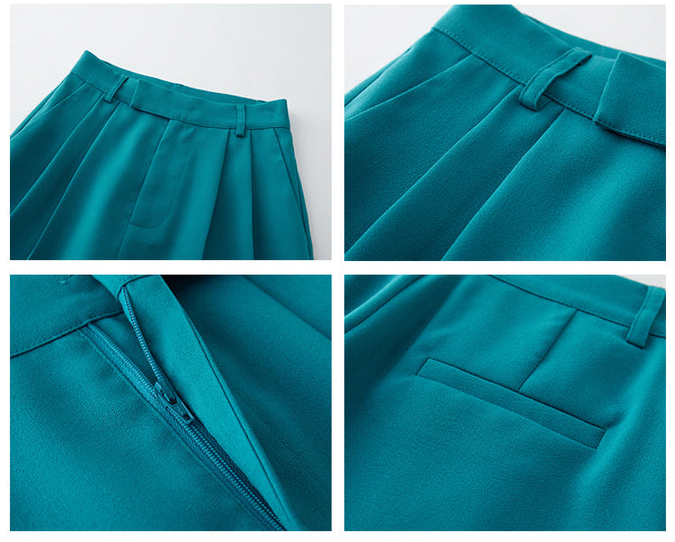 タックストレートブルーパンツ