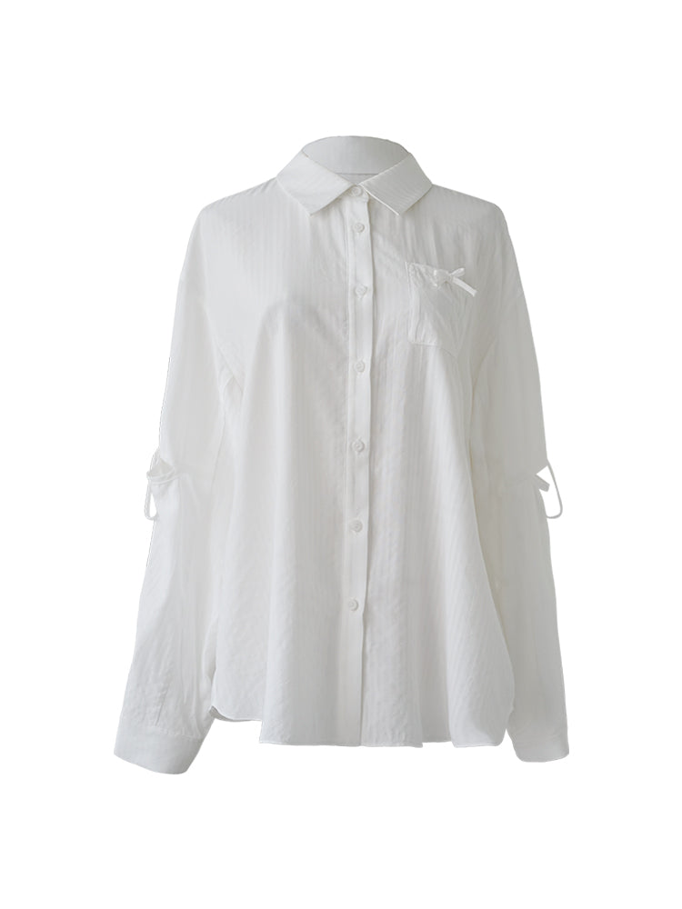 アームオープン 長袖ホワイトシャツ