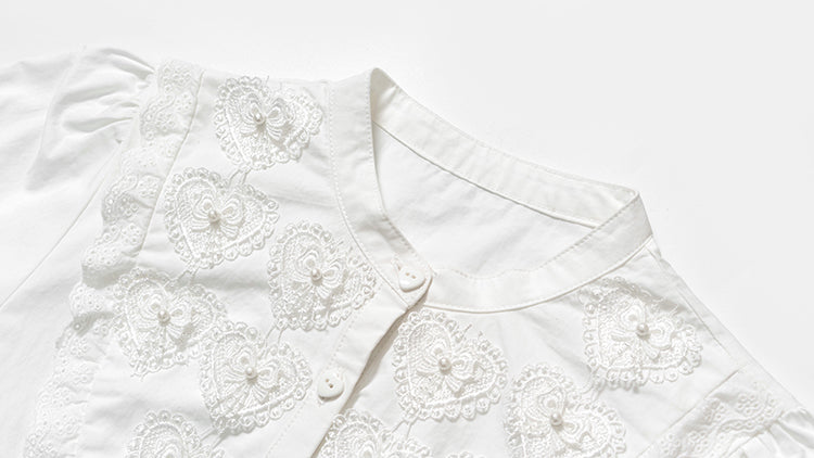 ハートとリボンレースのフェイクツーピースワンピース