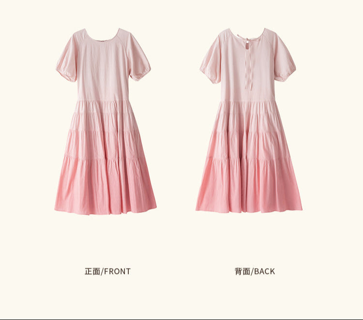 バックリボン ピンクグラデーションワンピース